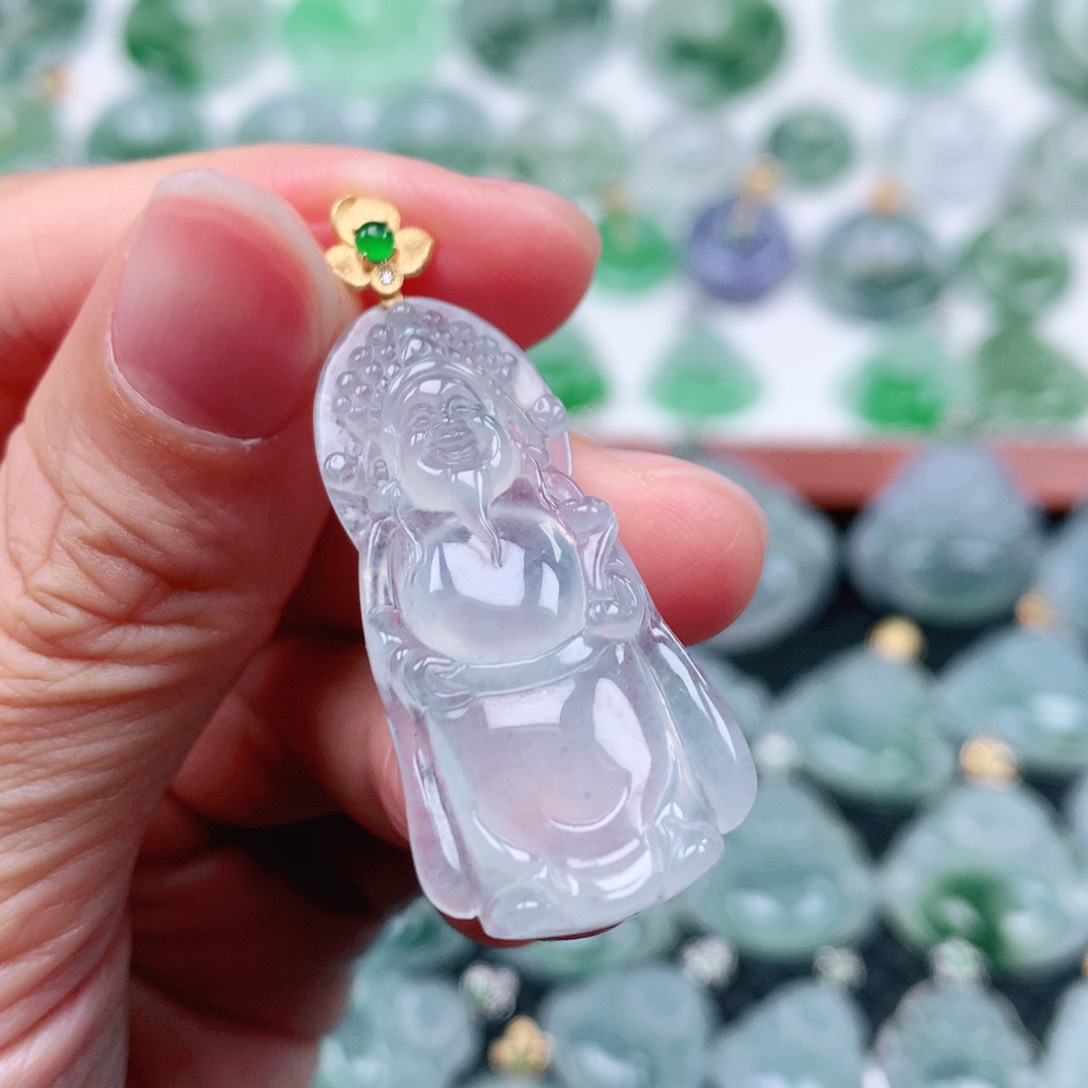 翡翠吊坠(不含链)18K金镶嵌