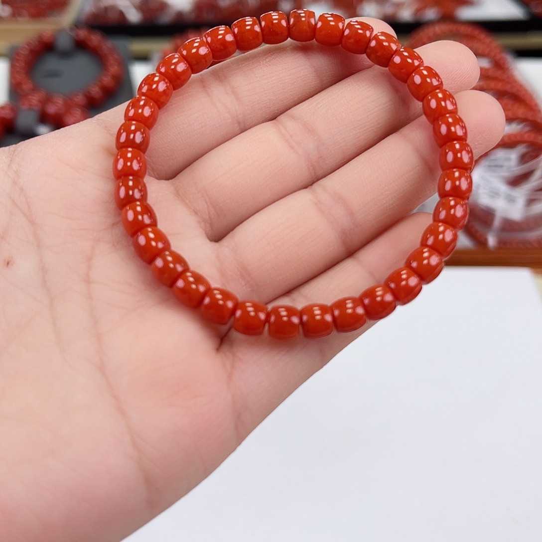 南红玛瑙瓦西直切单圈6未镶嵌