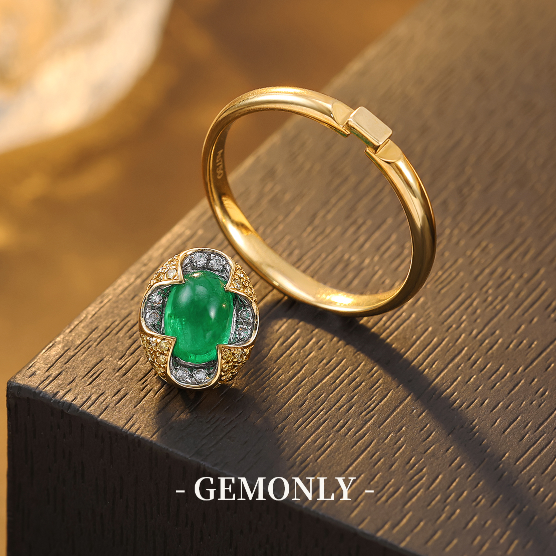 GEMONLY｜18K金天然祖母绿戒指吊坠两用款0.9ct