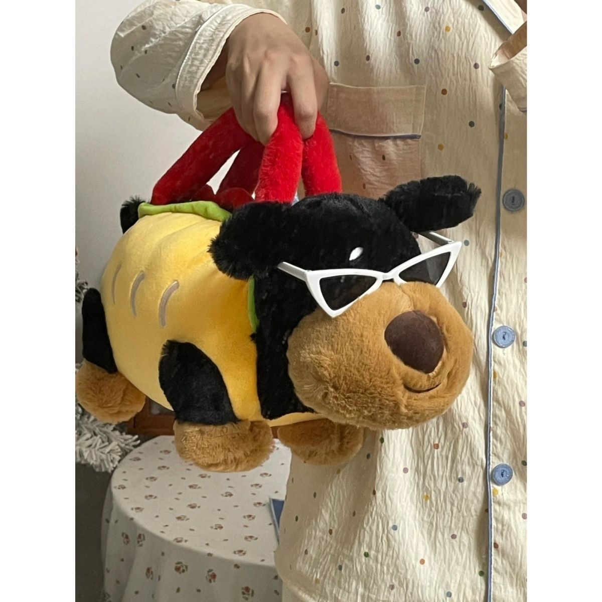 创意热狗手提包玩偶可爱香肠狗毛绒公仔女生日礼物jk包