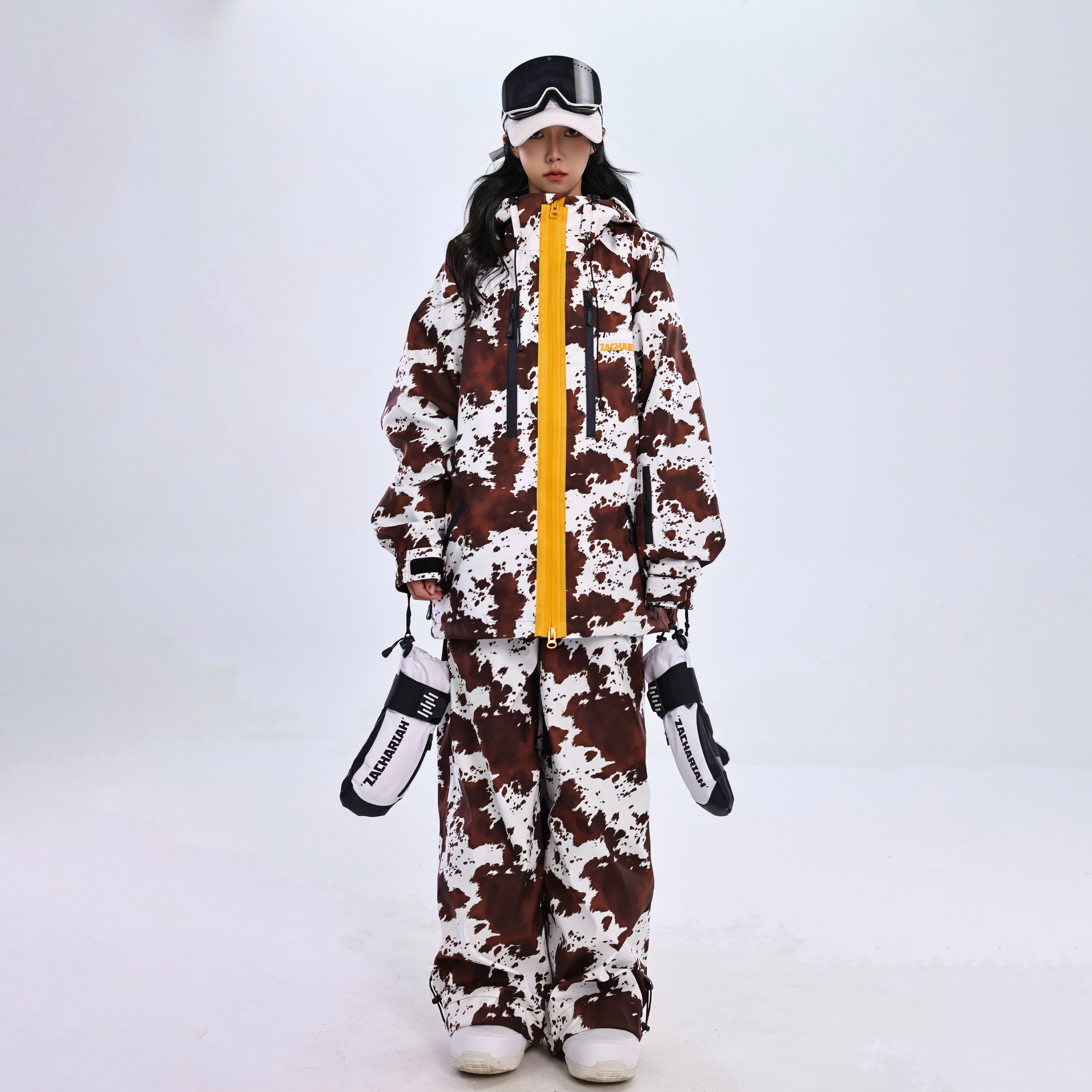 ZACHARIAH【印第安棕】马年限定撞色拉链滑雪服套装防水透气雪服