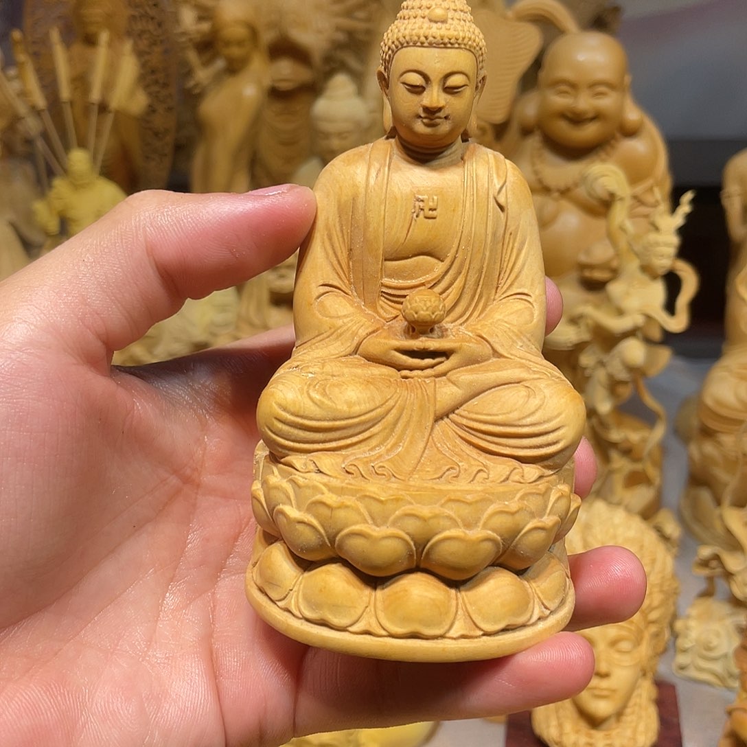 黄杨木小瑕疵坐阿弥陀佛