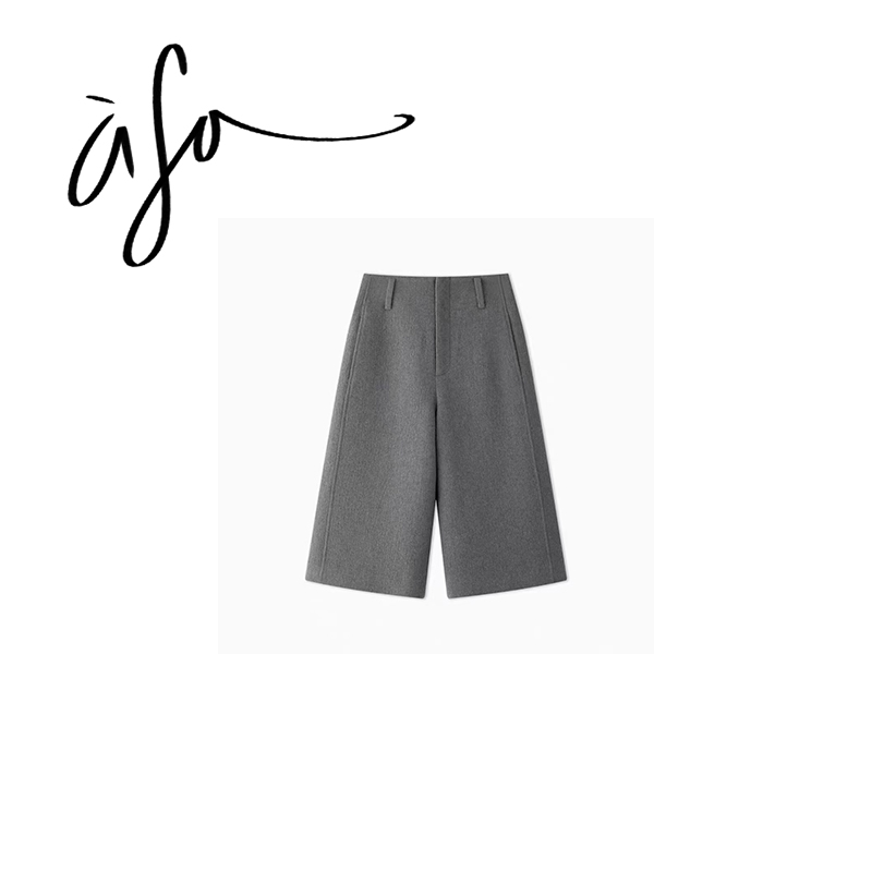 1ASA-【两色绵羊毛复古直筒七分裤】