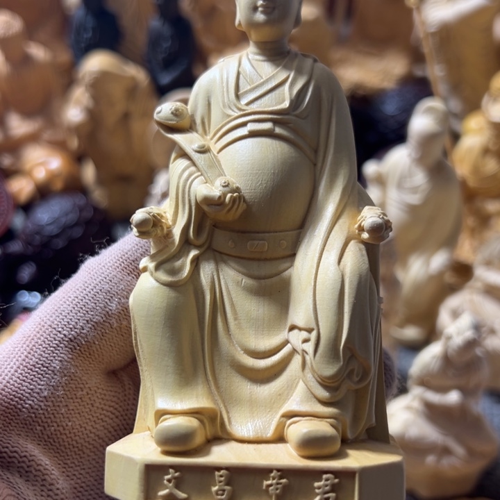 文***y木黄杨木文昌君摆件