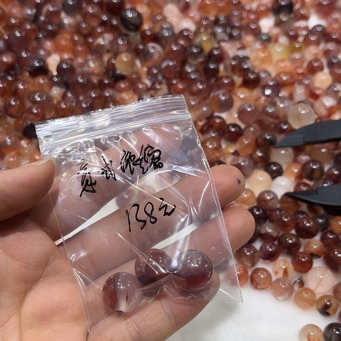 水晶珠宝半成品未镶嵌意**缩红胶花单珠3颗