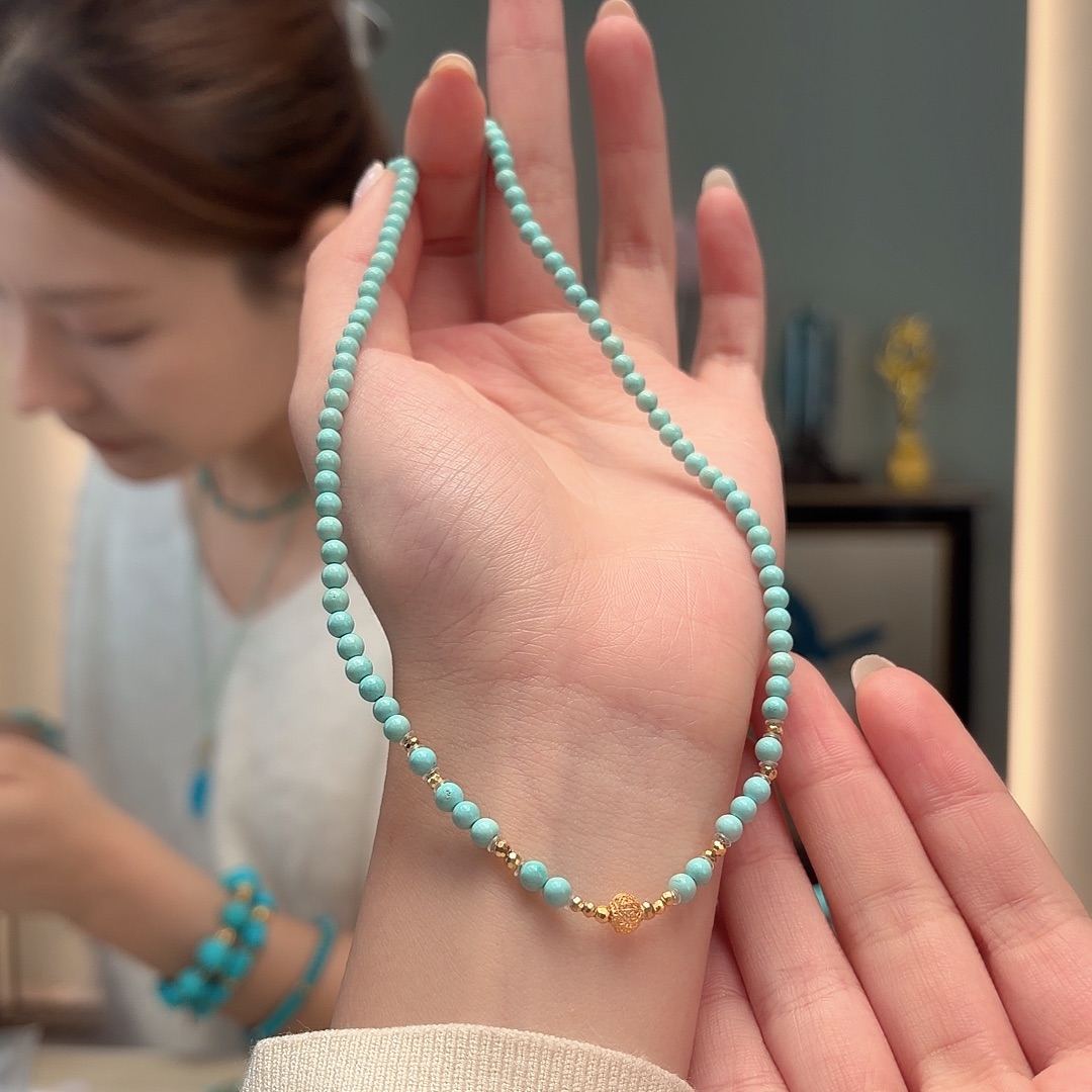 绿松石18K金镶嵌颈饰