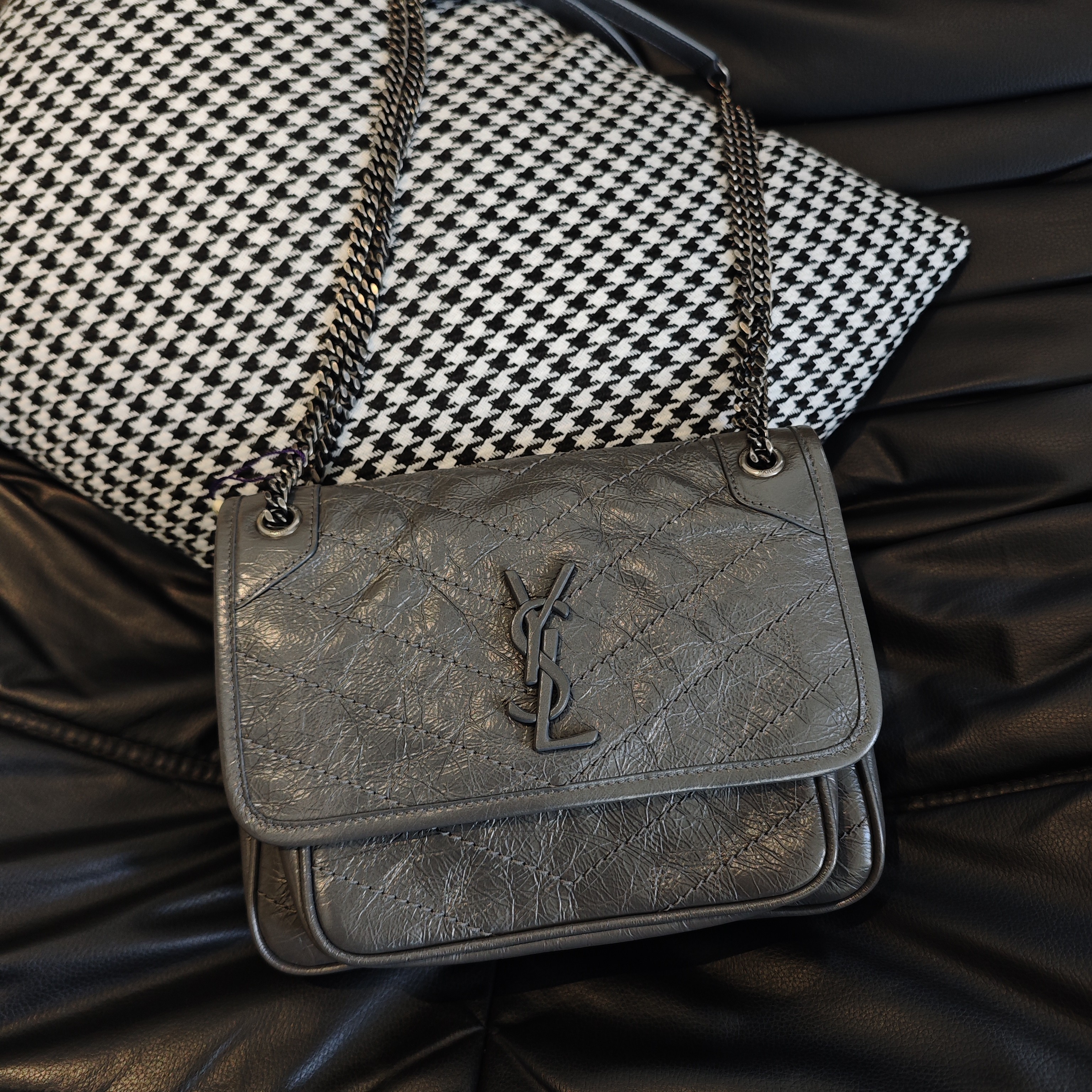 99新 YSL/圣罗兰 奢品阁/圣罗兰niki水泥灰小号