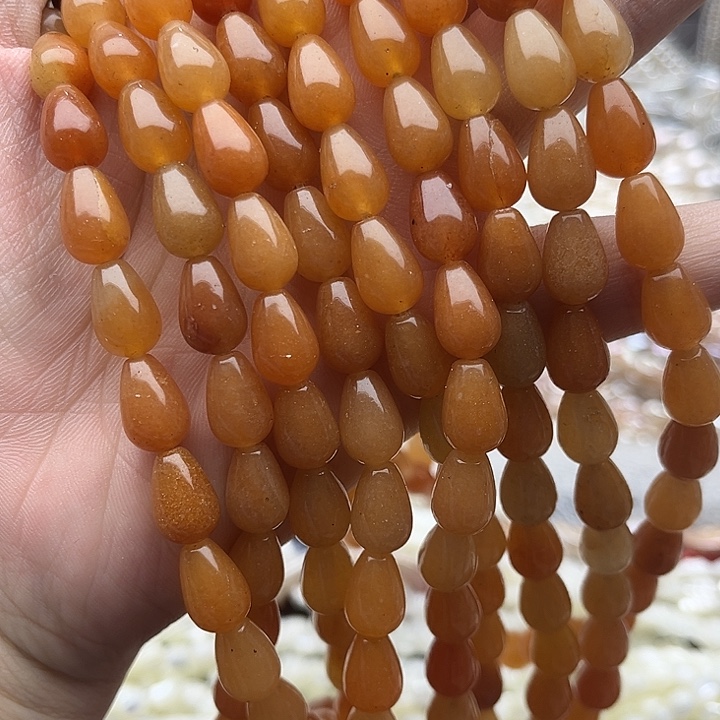 未镶嵌玛瑙/玉髓珠宝半成品一条8/12m左右红东陵水滴