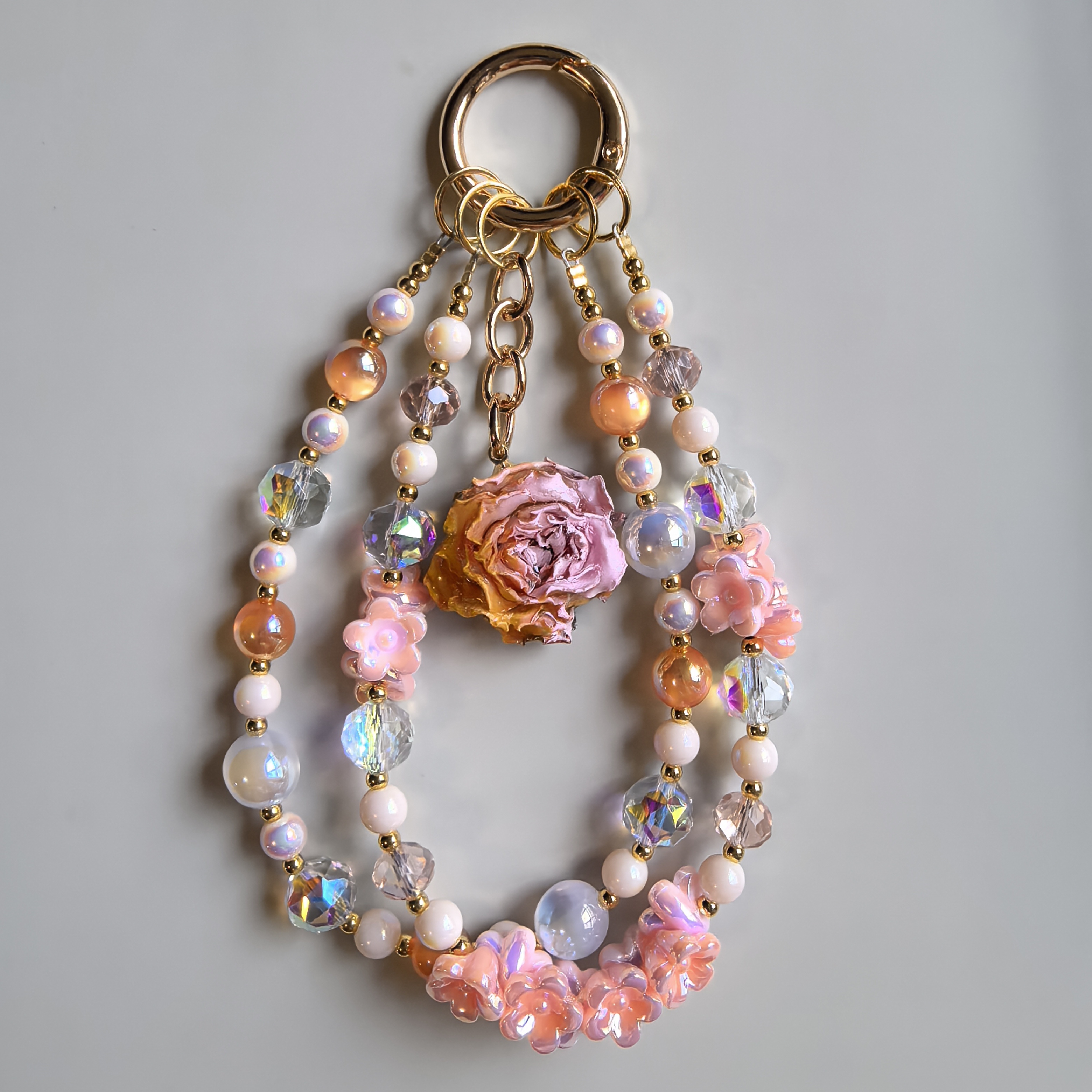 落日玫瑰简单双链手机链包包挂件