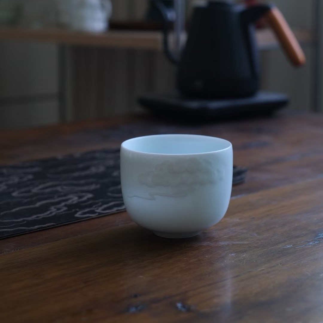 影青全手工圆融杯 直径9cm 高度7.5cm