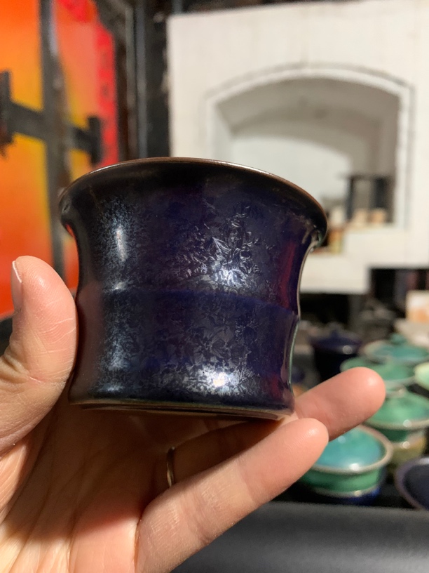 星际蓝釉色 竹节杯 钧瓷 非遗传承人董智博作品