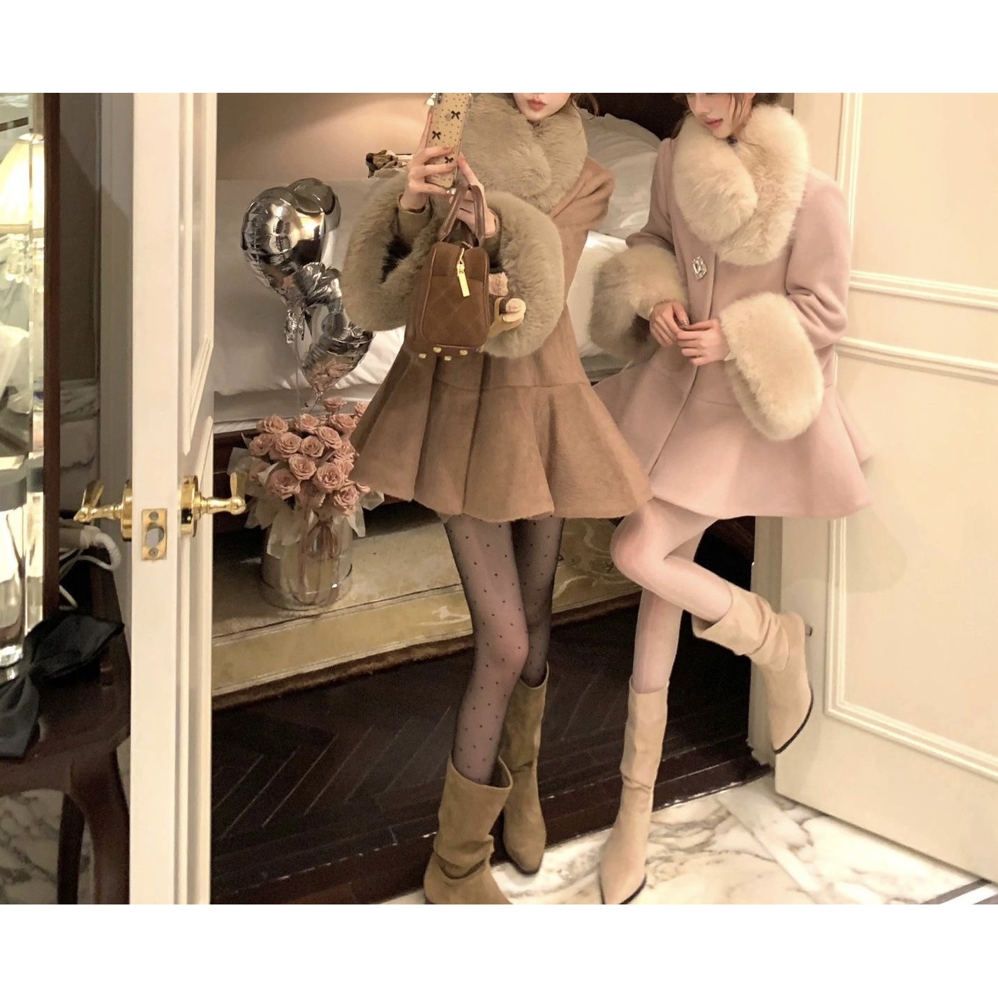 胖鑫家韩系气质名媛温柔风毛呢高级感加厚保暖斗篷大衣2997