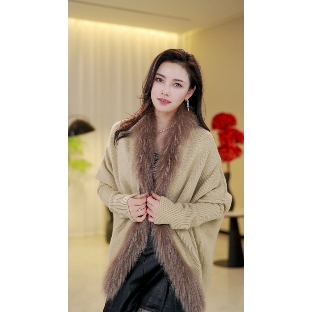 重磅貂子毛条针织开衫A394