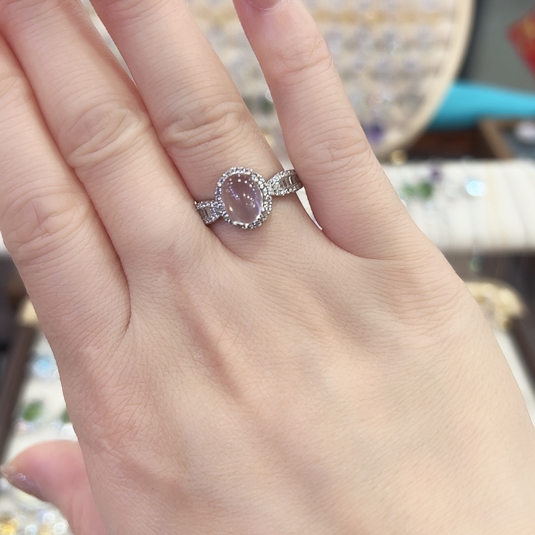 烟晶戒指银S925镶嵌