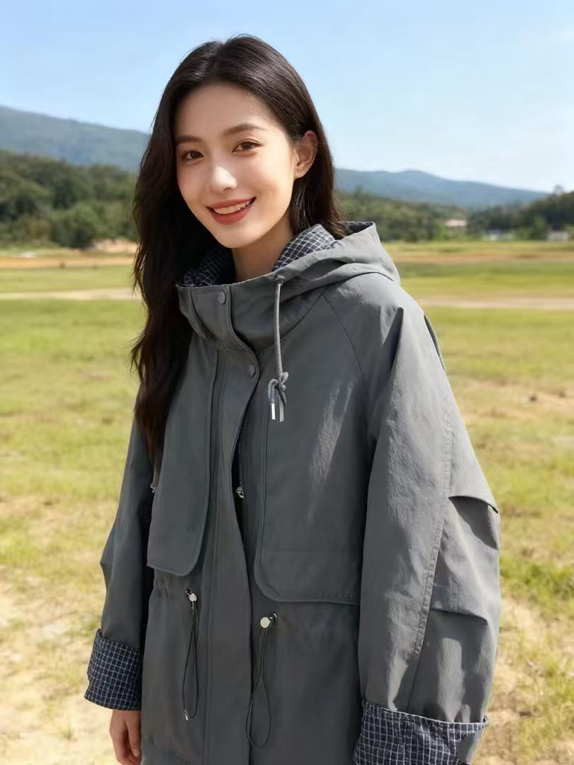 25903 秋冬女士连帽中长款宽松外套 F80 三楼