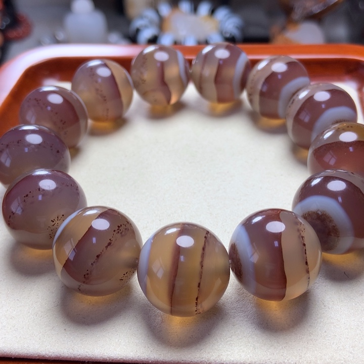 玛瑙/玉髓手串未镶嵌踏****方冰底 双层紫砂线大珠
