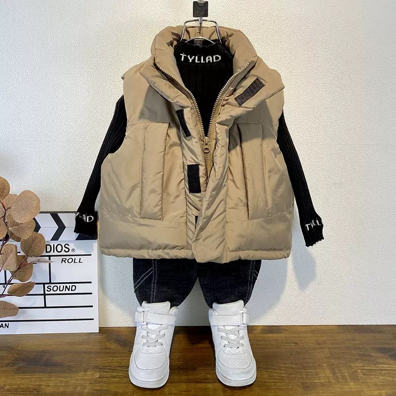 冬季加厚男女童秋冬休闲羽服马甲马夹男女通用厚款