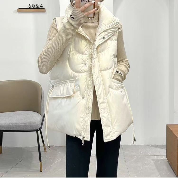 新版休闲纯色棉马甲男女同款时尚百搭春秋韩版免洗亮面坎肩