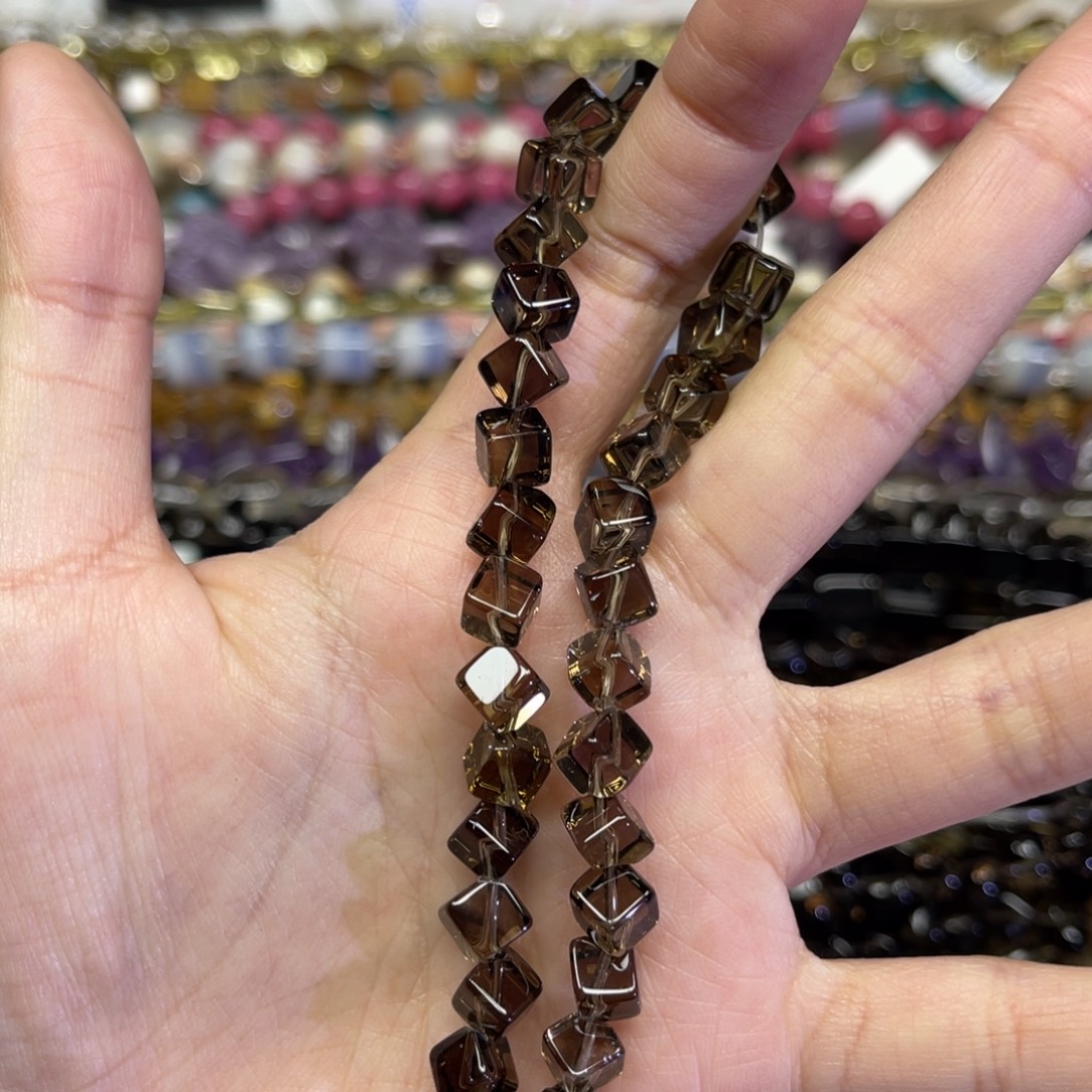 玛瑙/玉髓散珠天然茶晶卡8长条38厘米