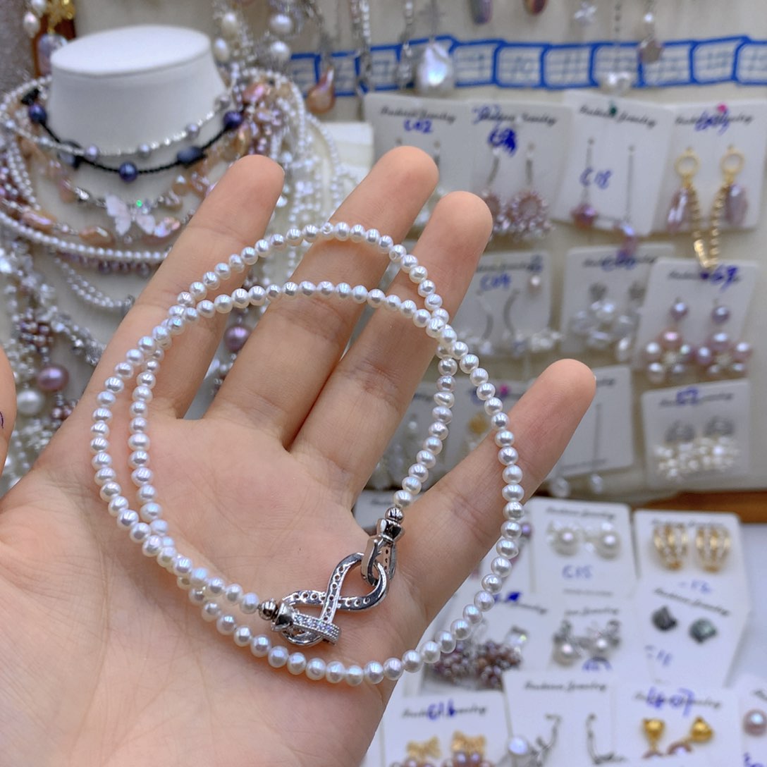 淡水珍珠颈饰银S925镶嵌