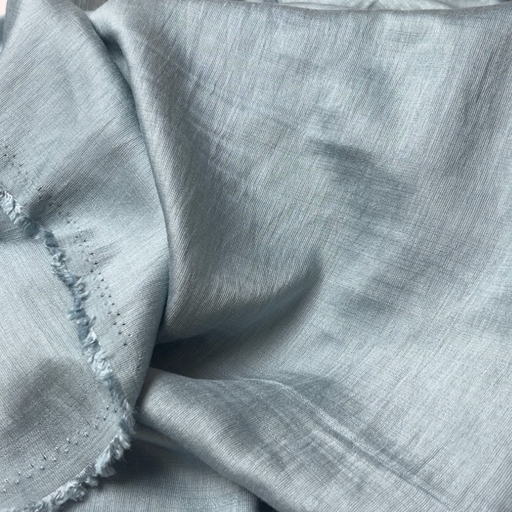 天丝（莱赛尔纤维）浅豆绿色麻棉2米。 