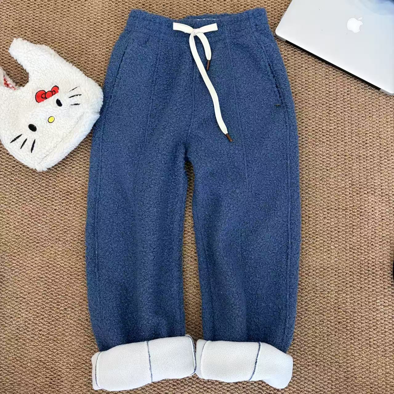 042【冬季新款】彩色毛绒立体拼线羊毛阔腿裤（251212）