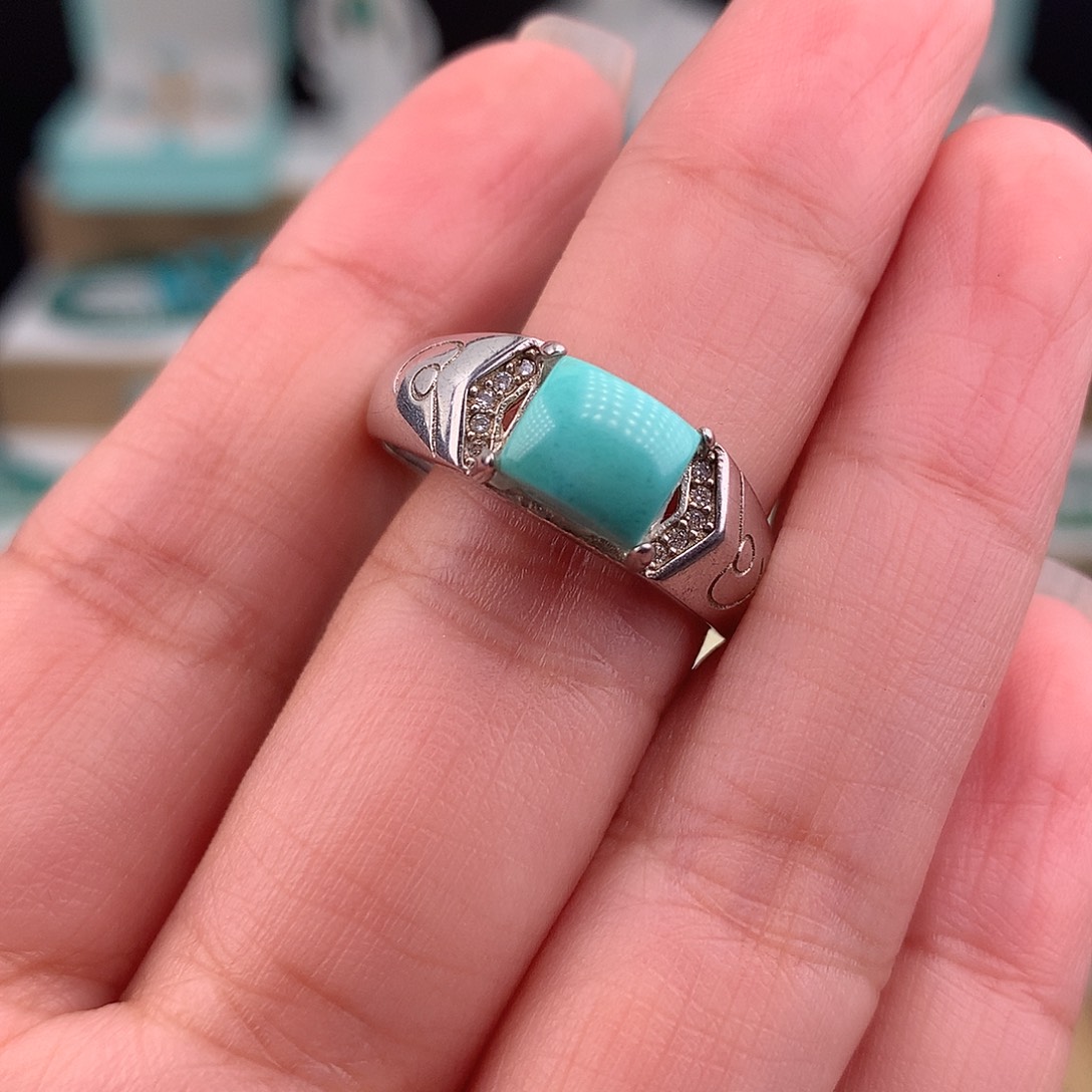 绿松石银S925镶嵌戒指