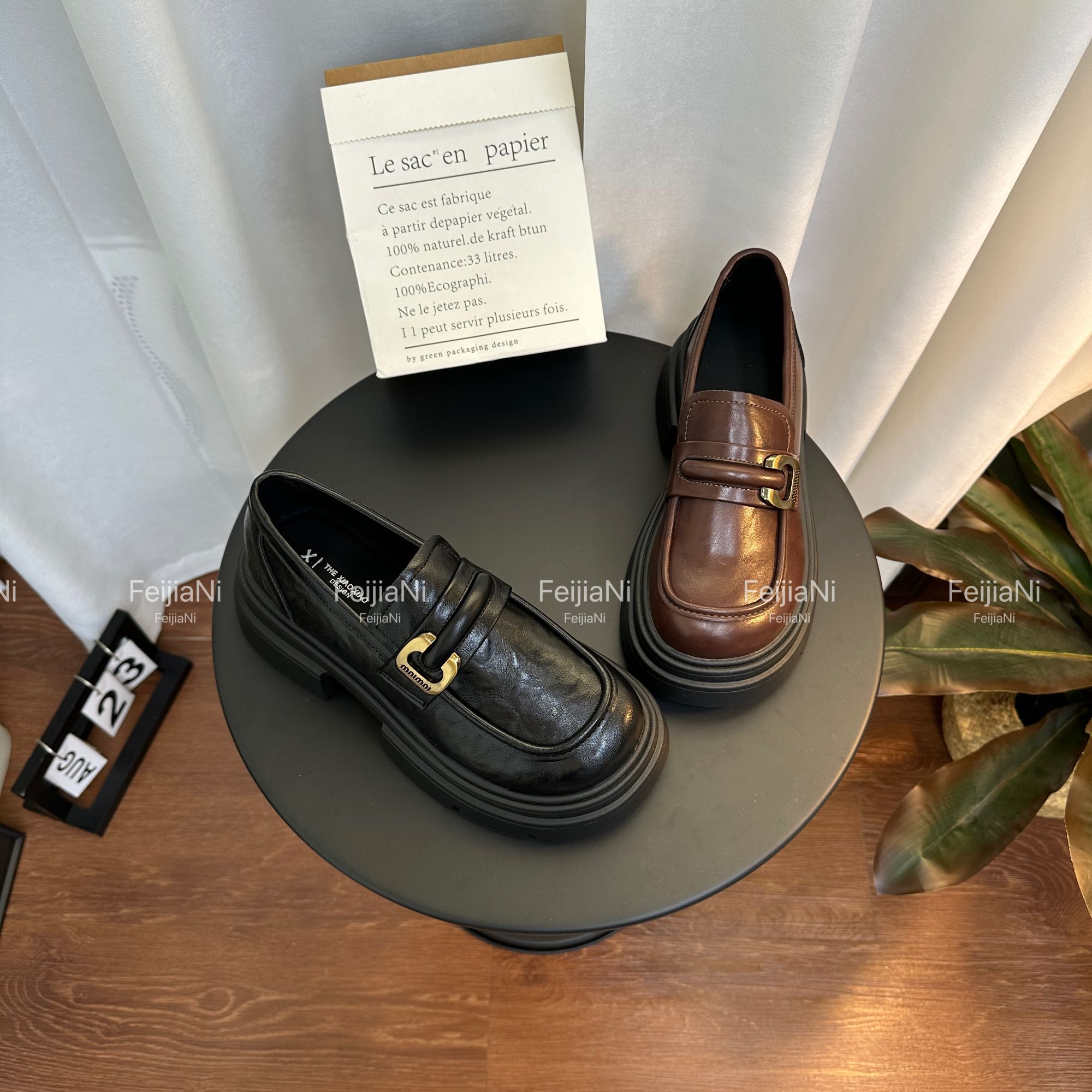 FeiJiaNi/斐佳妮2025秋季新款复古厚底百搭乐福鞋时尚英伦小皮鞋