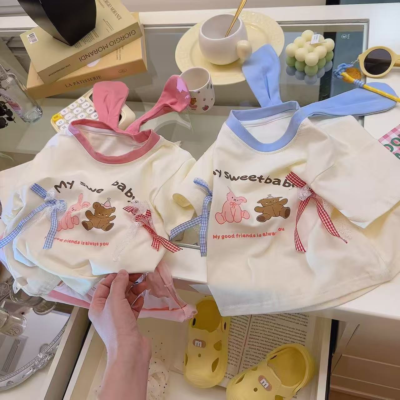 【兔耳朵】2025新款男女童纯棉短袖可爱洋气柔软亲肤女童夏季韩版
