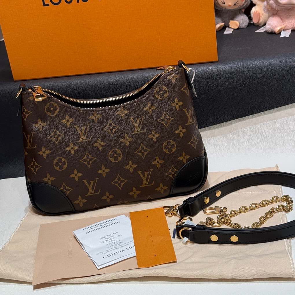 未使用 LouisVuitton/路易威登 老花黑牛角单肩包 芯