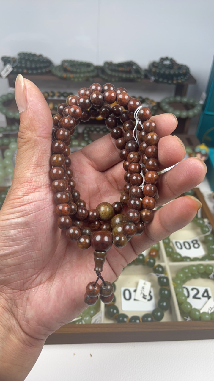 和田玉河磨玉108粒手串8mm