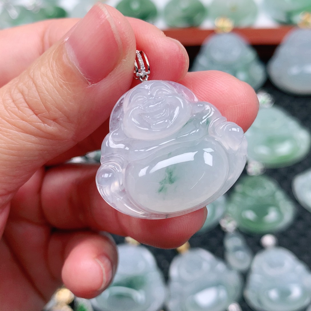 翡翠吊坠(不含链)18K金镶嵌