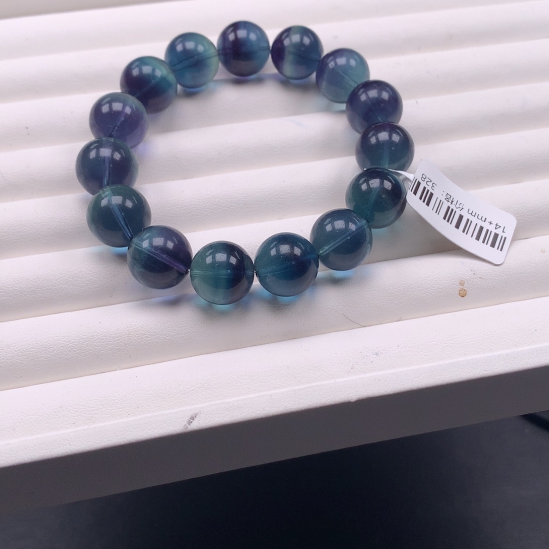 萤石手链未镶嵌蓝绿萤石14，A34