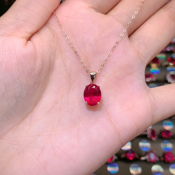 红宝石吊坠(赠链)银S925镶嵌810