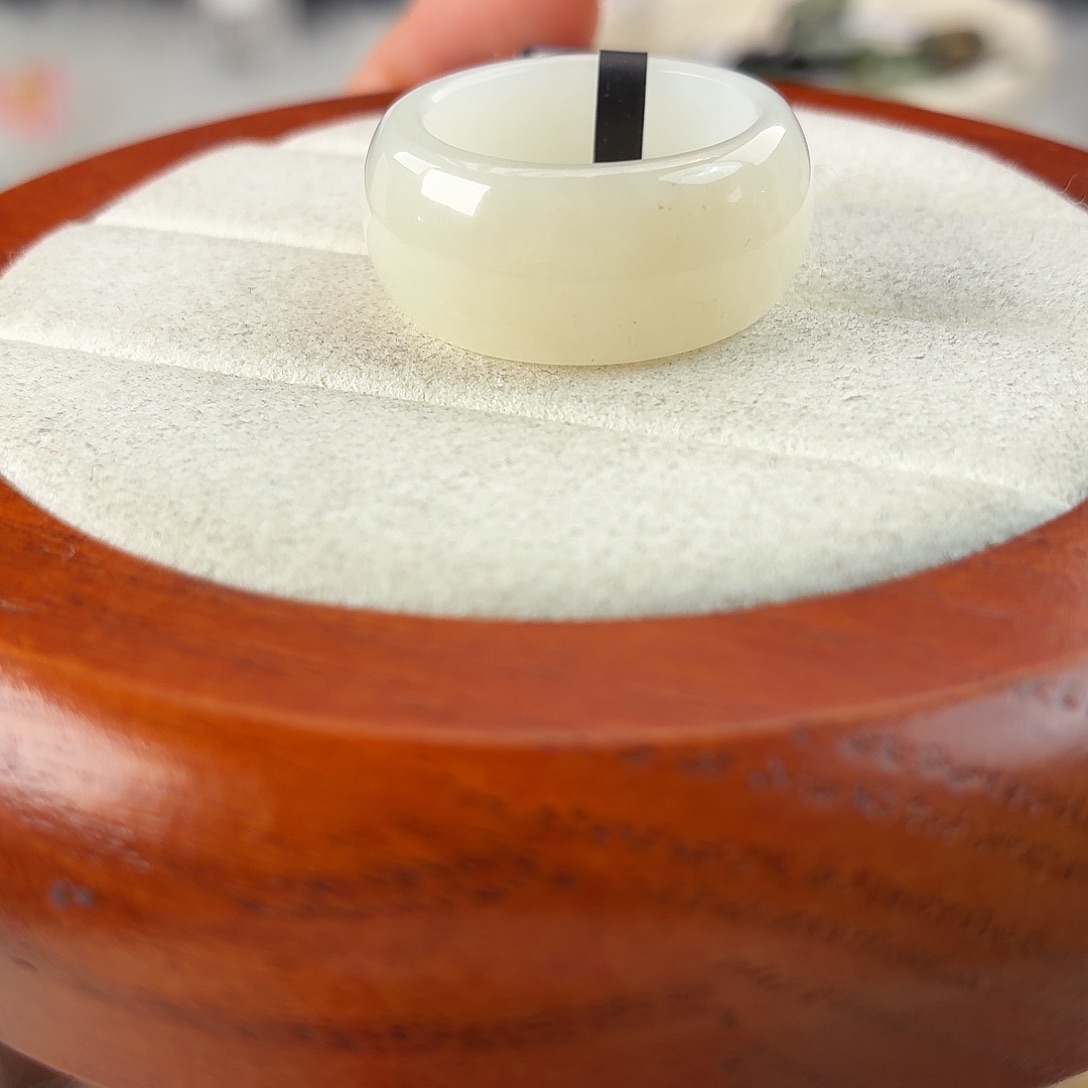 和田玉未镶嵌戒指r50透糖奶白轮胎18.4