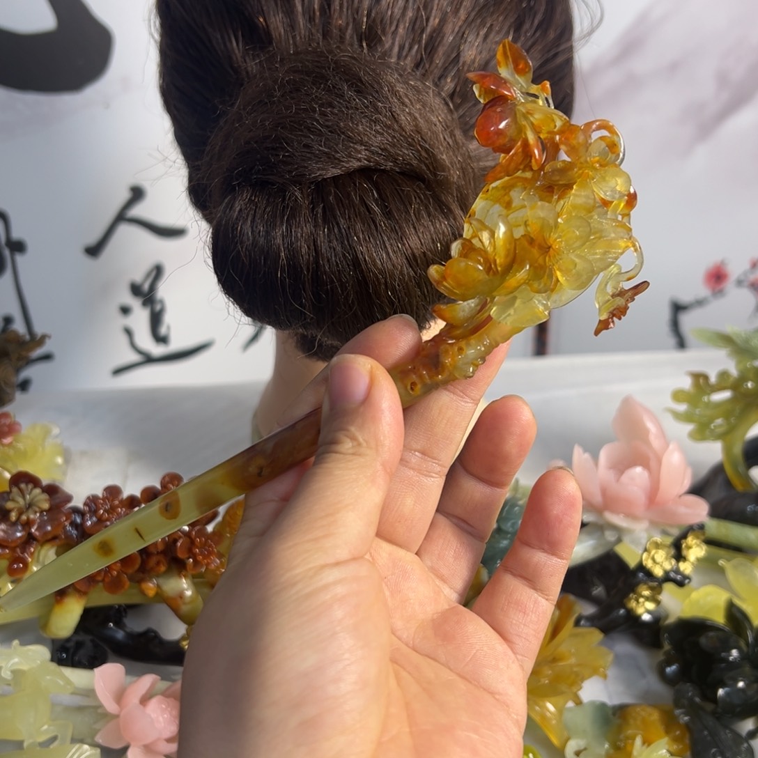 木***林蛇纹石玉未镶嵌发饰