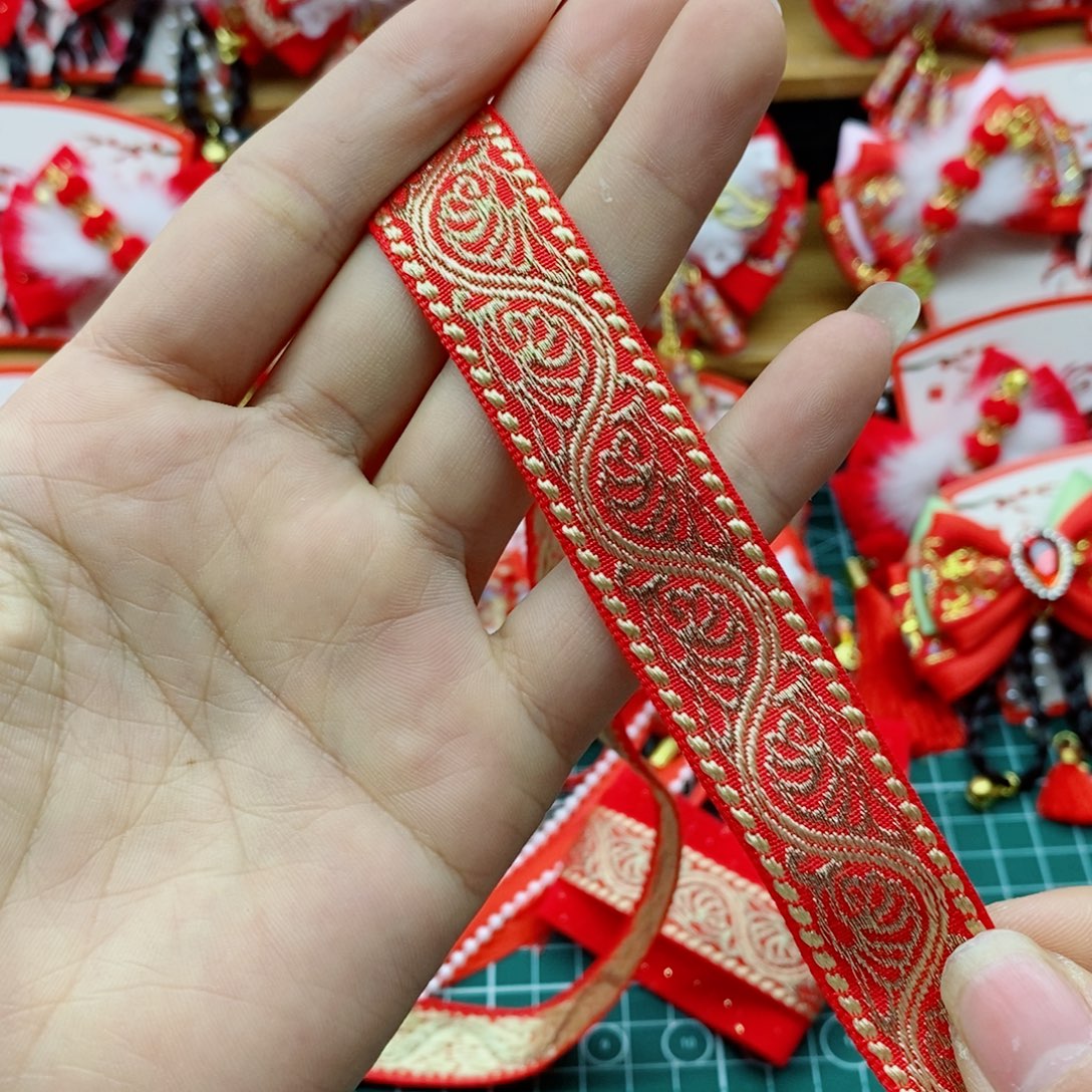 2厘米全金线刺绣带一卷25码