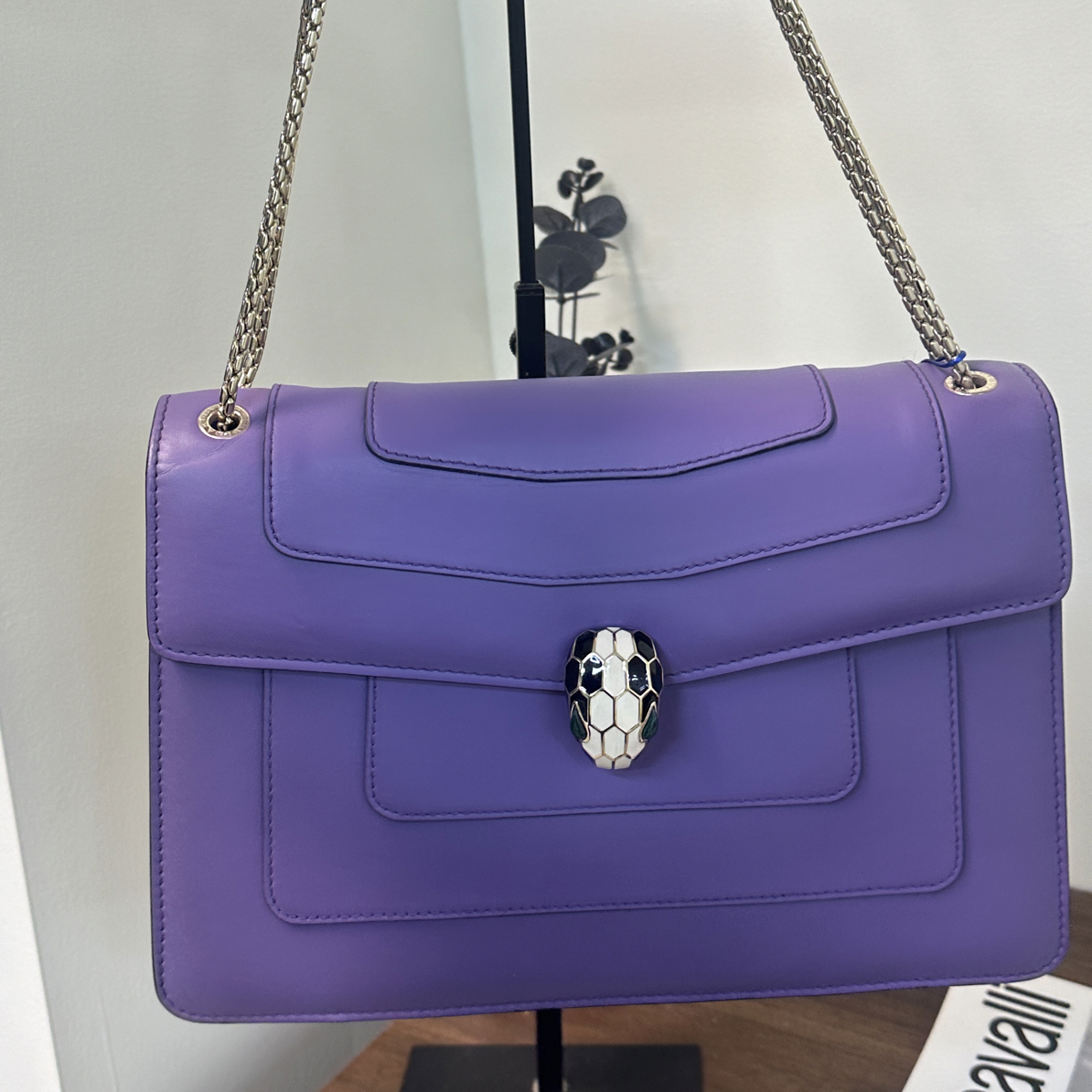 95新 BVLGARI/宝格丽 95新 蛇头包中号紫气东来链条包单肩包