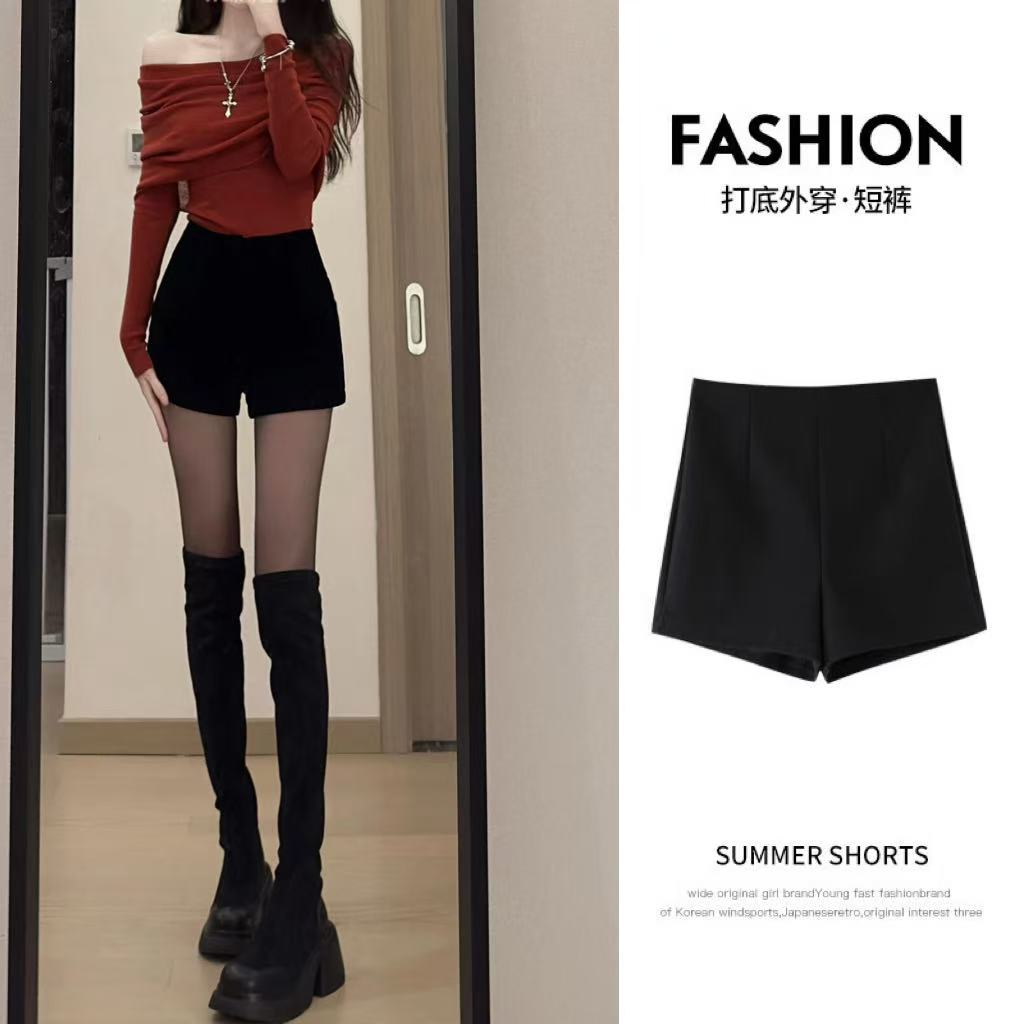 2025春季短裤外穿女高腰热裤显瘦百搭修身黑色防走光辣妹ins短裤
