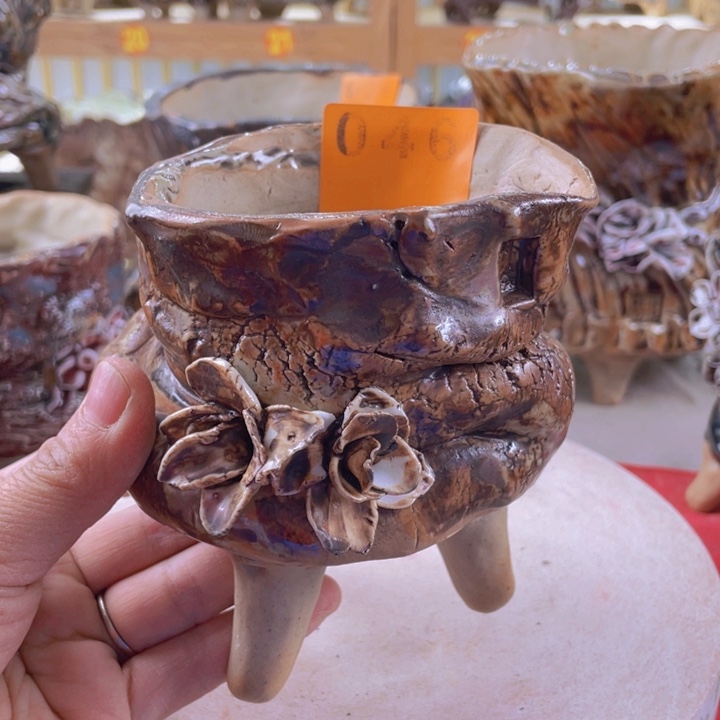 紫砂花盆景德镇陶瓷046瑕疵