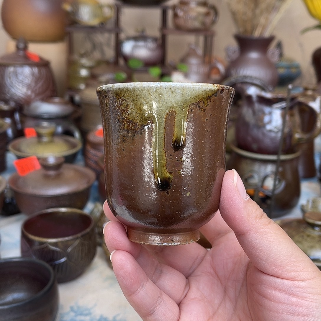 高温柴烧垂釉闻香杯