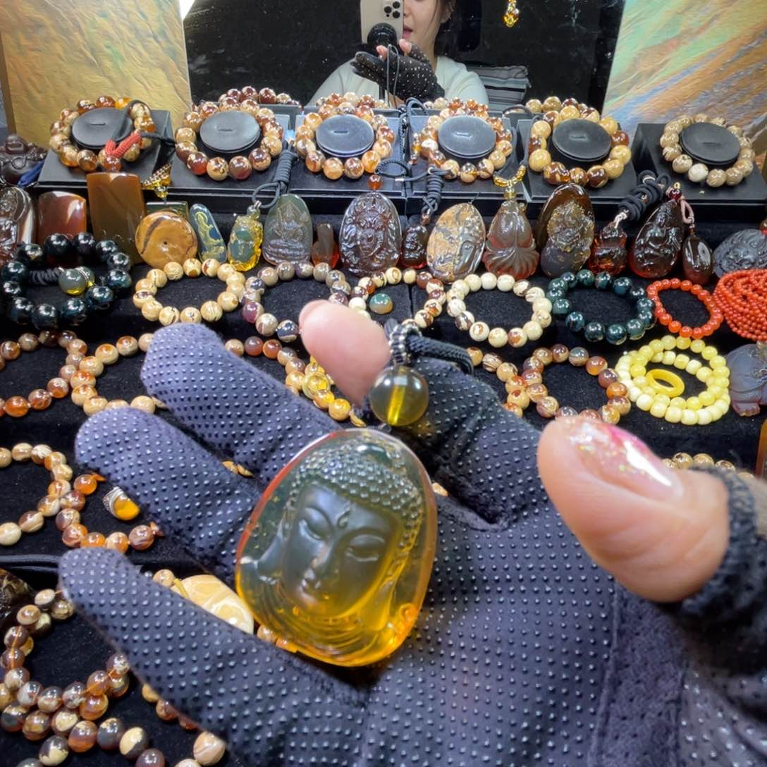 未镶嵌琥珀手链佛头