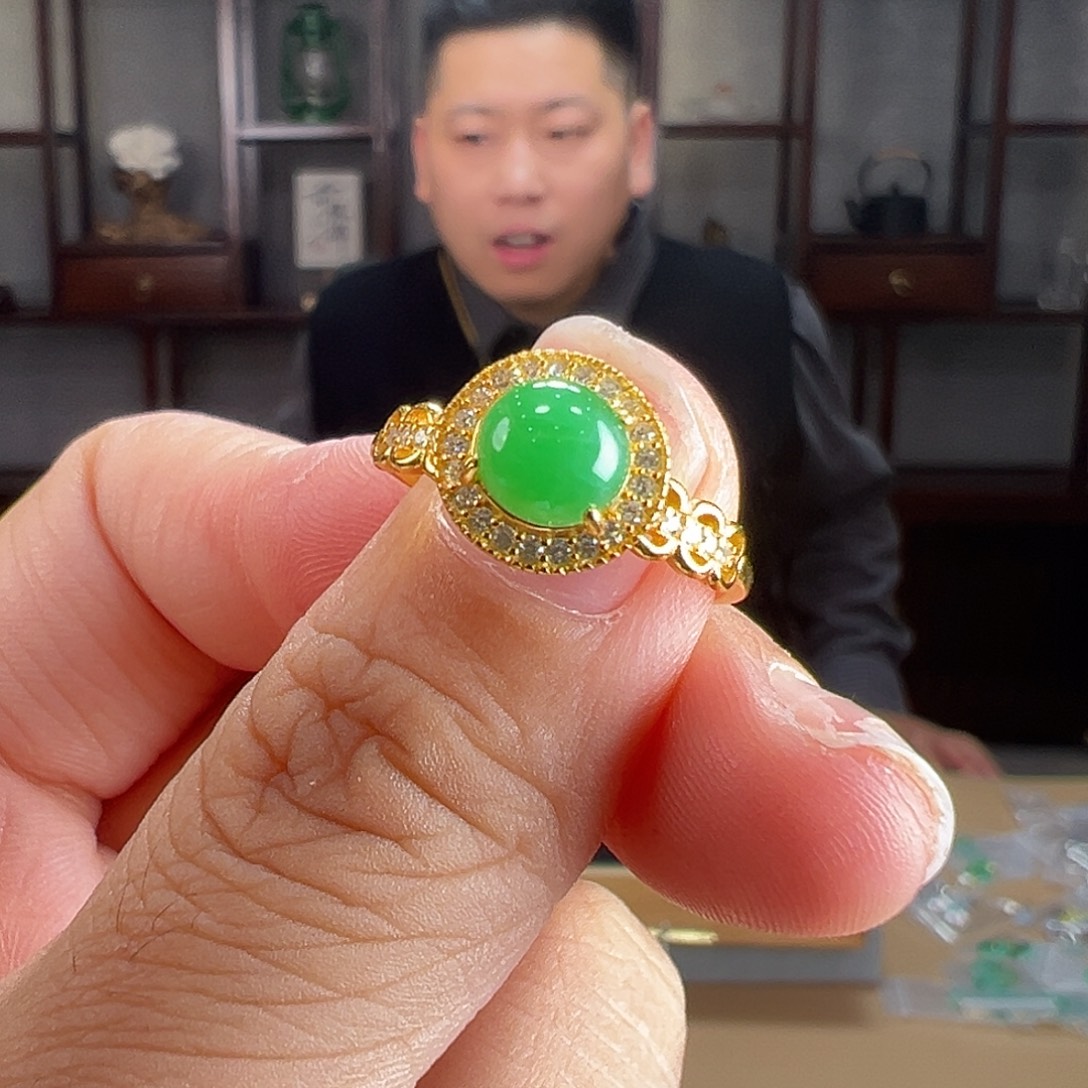 翡翠银S925镶嵌戒指戒指29
