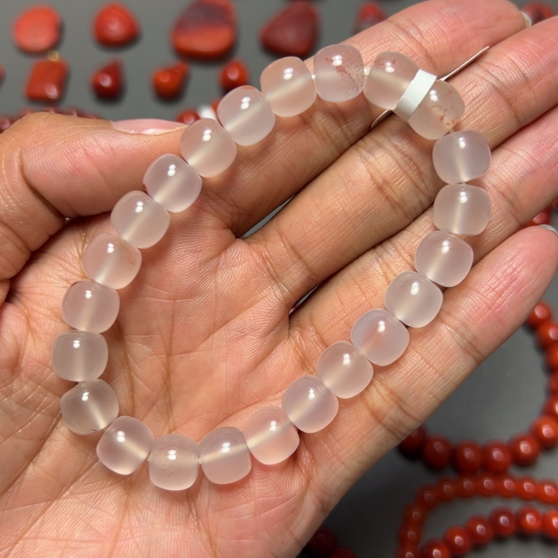 南红玛瑙未镶嵌手串 高冰荔枝冻 约9.3mm 福利