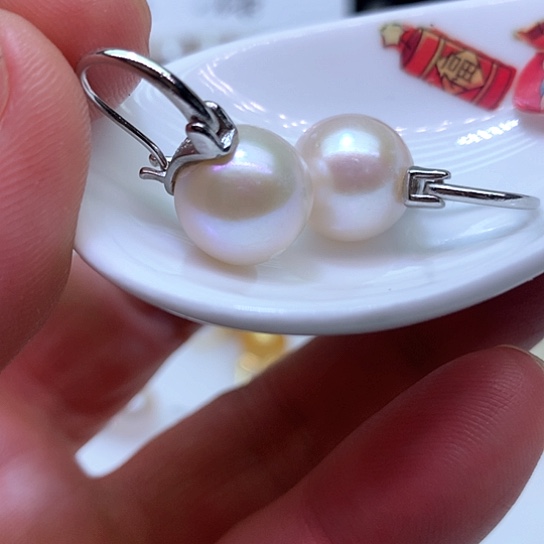 淡水珍珠耳饰银S925镶嵌