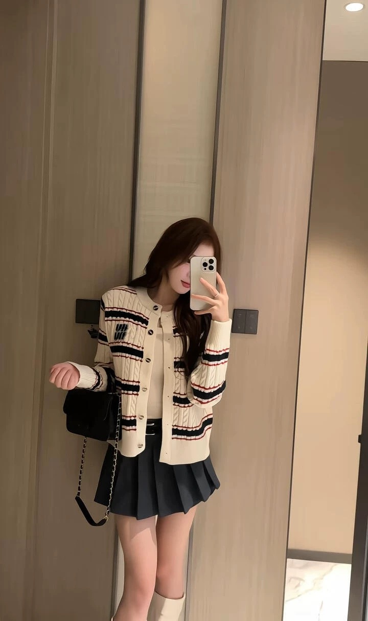 【圣诞元旦跨年必入】厚克重条纹毛衣针织女秋冬设计减龄洋气百搭