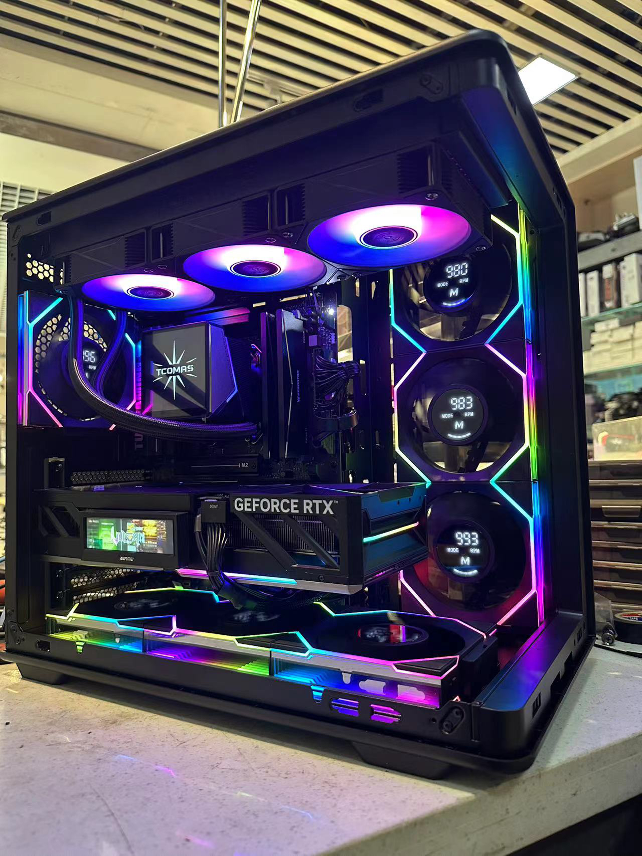 R7 9700X水冷高性能海景房DIY无显卡游戏电脑主机