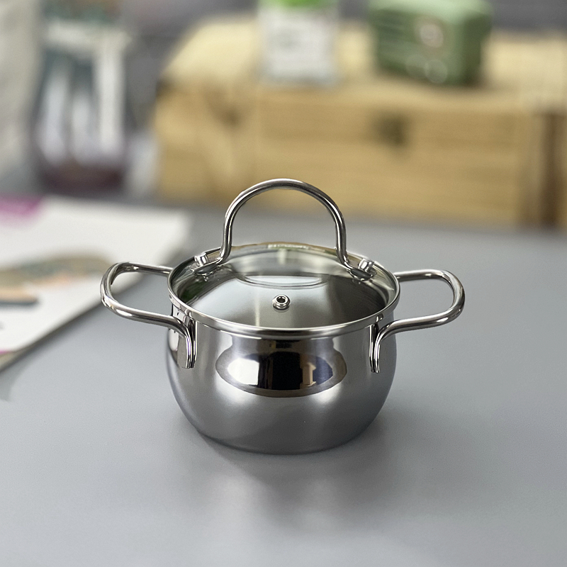 迷你双耳小锅加厚食品级304不锈钢汤锅辅食泡面煮蛋熬粥热奶锅