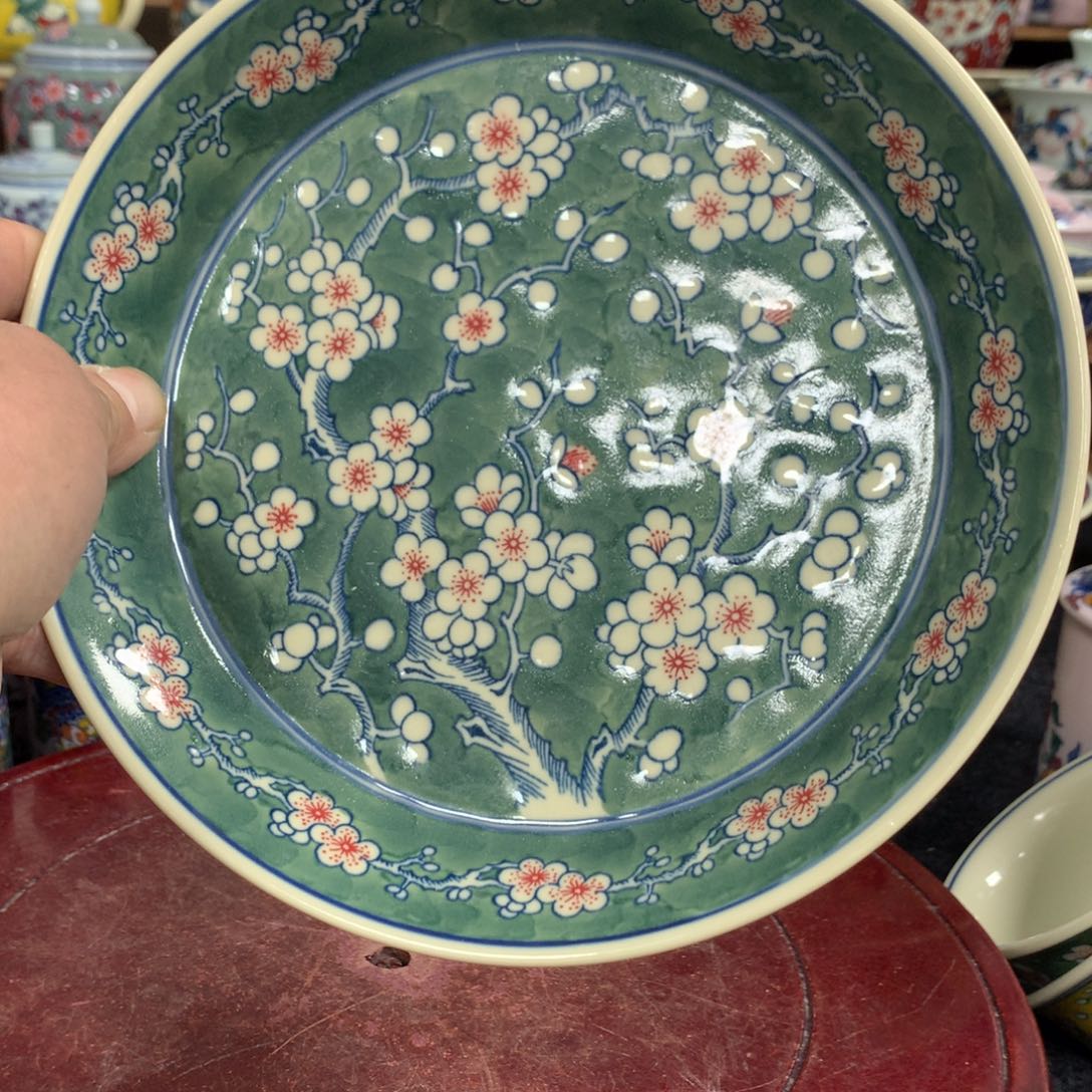 w***h其他陶黄稀土红地梅花纹小碟 柴窑手绘 直径13.5cm ¥70