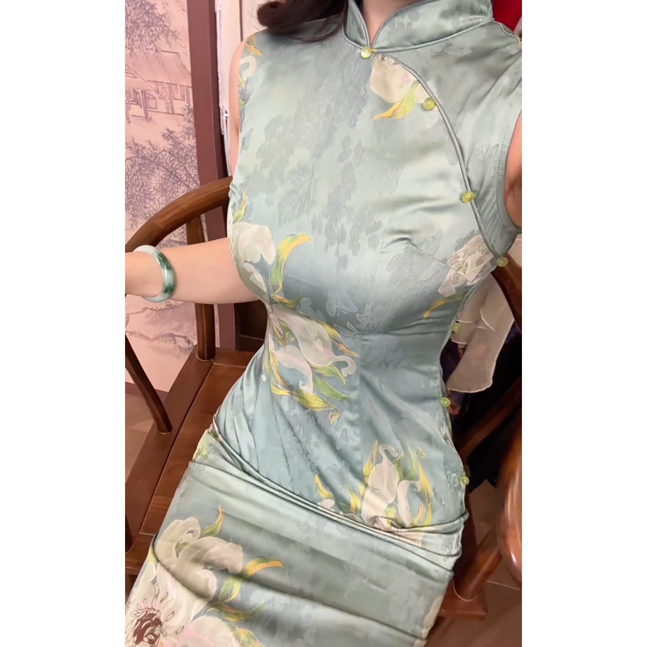 肆意【清昙】国风新中式藏肉显瘦显白浅色长裙气质高级旗袍连衣裙